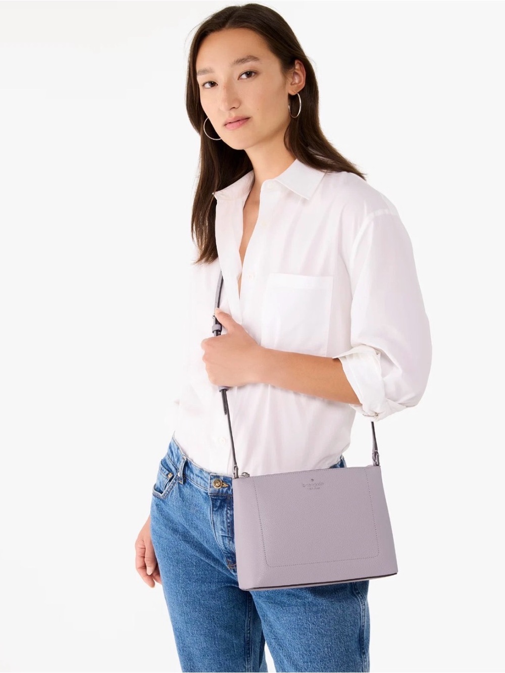 kate spade “Leila” Lilac Moonlight Purple Pebbled Leather Medium Crossbody Bag